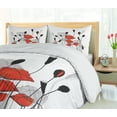 thumbnail image 5 of Ambesonne Floral Duvet Cover Sets, Hand Drawn Poppy Flowers, 2-King, Vermilion Black, 5 of 7