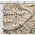 thumbnail image 2 of Soimoi Llama Alpaca Printed, Japan Crepe SatinFabric, by The Yard 54 Inch Wide, Decorative Sewing Fabric for Dresses Kimonos Gowns, Beige, 2 of 5