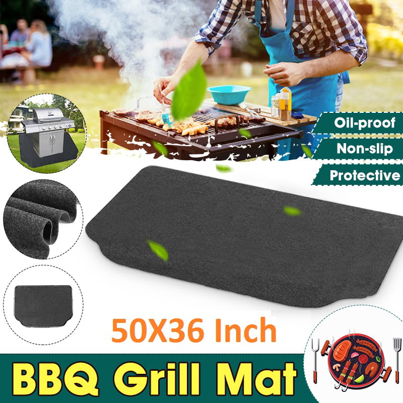 BBQ Grilling Pad Floor Mat Under Grill Mat 36x60 Inch Absorbent Oil Pad Protecting Decks and Patios Reusable and Waterproof 