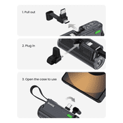 SHARGE Flow Mini 2 Power Bank with Built-in Cable 22.5W Max Portable Charger for Travel, Fast Charging Battery Pack with iOS and USB-C Connector for iPhone 16/15/14, Galaxy, Google, and More