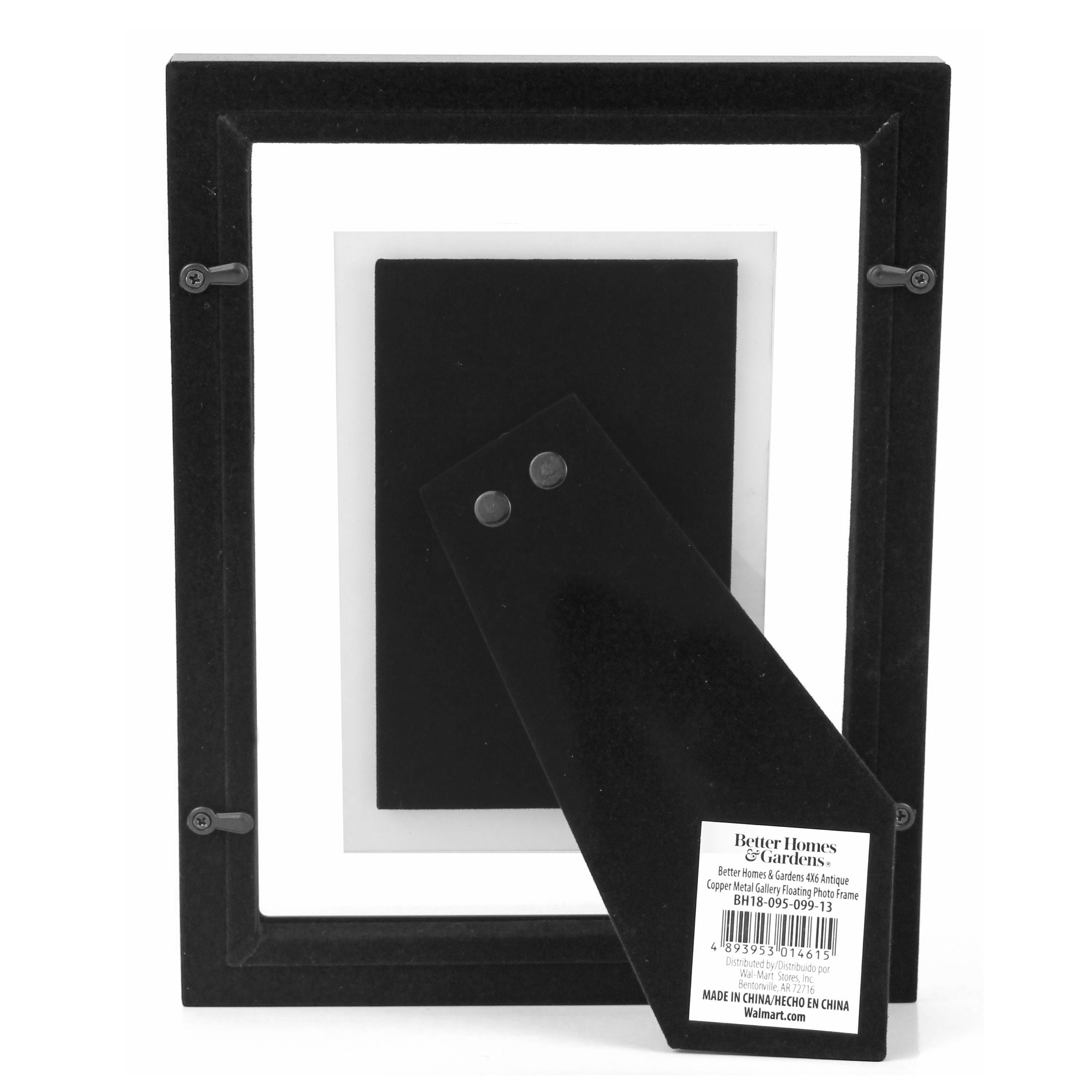 Better Homes & Gardens 4" x 6" Rectangle Metal Tabletop Floating Picture Frame, Copper
