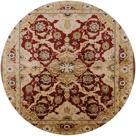 Ahgly Company Machine Washable Indoor Round Industrial Modern Brown Sand Brown Area Rugs, 3' Round