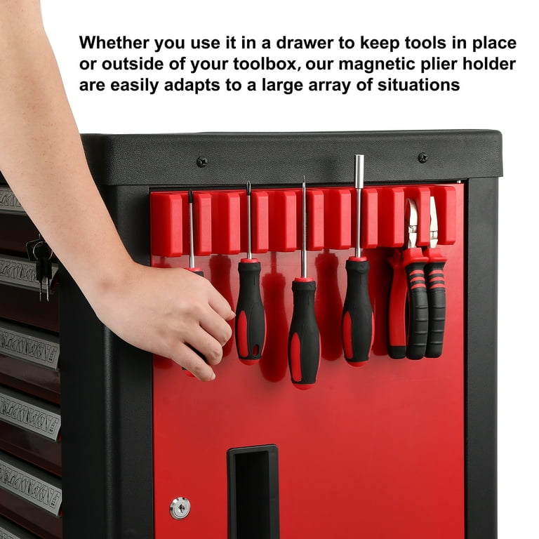 CASOMAN Plier Organizer Rack, Pliers Cutters Organizer, Black/Red, 14-Slot  Plier Rack, Keep Pliers Organized in Tool Drawer