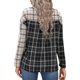 thumbnail image 5 of VISgogo Camisas de solapa con botones para mujer, blusas informales de manga larga con estampado de cuadros de colores en contraste VISgogo  moda, 5 of 9