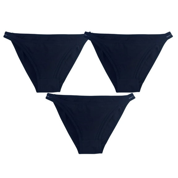 Scyoekwg Womens Underwear Thong Solid Color Ladies Panties Fashion Mid Waisted Breathable Bikini Underwear Hipster Panties Pack of 3(Blue,M)