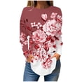 thumbnail image 2 of DPTALR Blouses d'Automne à Col Rond Imprimé pour Femmes Manches Longues Smockées, 2 of 5