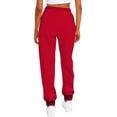 thumbnail image 4 of Women Solid Color Pants Adjustable Drawstring Joggers Sweatpants Basic Plus Size Trousers (X-Large, Red), 4 of 5