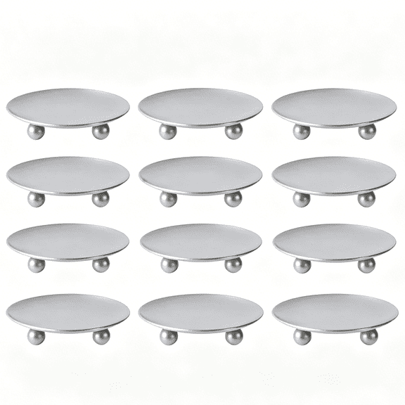10 Sets Iron Plate Candle Holder, Decorative Iron Pillar Candle Plate, Candle Holder for Pillar Candles, Pedestal Candle Stand Candlestick Plates for Wax Candles, silver