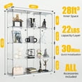thumbnail image 6 of Hoccot 4-Shelf Living room Glass Display Cabinet with Mirrored Back, Solid Wood Wine Cabinet - White, 6 of 10
