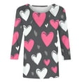 thumbnail image 4 of Yteetum Valentines Gifts 3/4 Length Sleeve Womens Tops Oversized Crewneck Valentine's Day Graphic Printed Short Sleeve T Shirt Womens Casual Round Neck Loves Heart Print Three Quarter Sleeve Shirts, 4 of 6