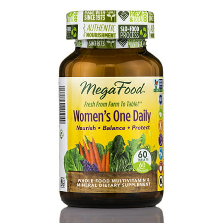 MegaFood, Women's One Daily, Daily Multivitamin and Mineral Dietary Supplement with Vitamins C, D, Folate and Iron, Non-GMO, Vegetarian, 60 tablets (60