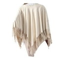 thumbnail image 6 of Elegant Tasseled Warm Poncho Shawl Hollow Wrap for Women Soft Warm Cape, 6 of 17