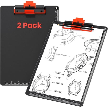 Clipboard with Pen Holder, Aluminum Frame & 2-in-1 Upgraded Clip, A4 Size 12.5 x 9 Inch, Heavy Duty Portable Writing Board with Anti-Slip Backing, for Office School Classroom Doctor Coach(2 Pack)