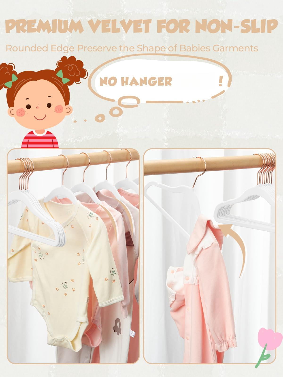 White 11 inch-50P Felt Non-Slip Clothes Hangers for Closet Storage