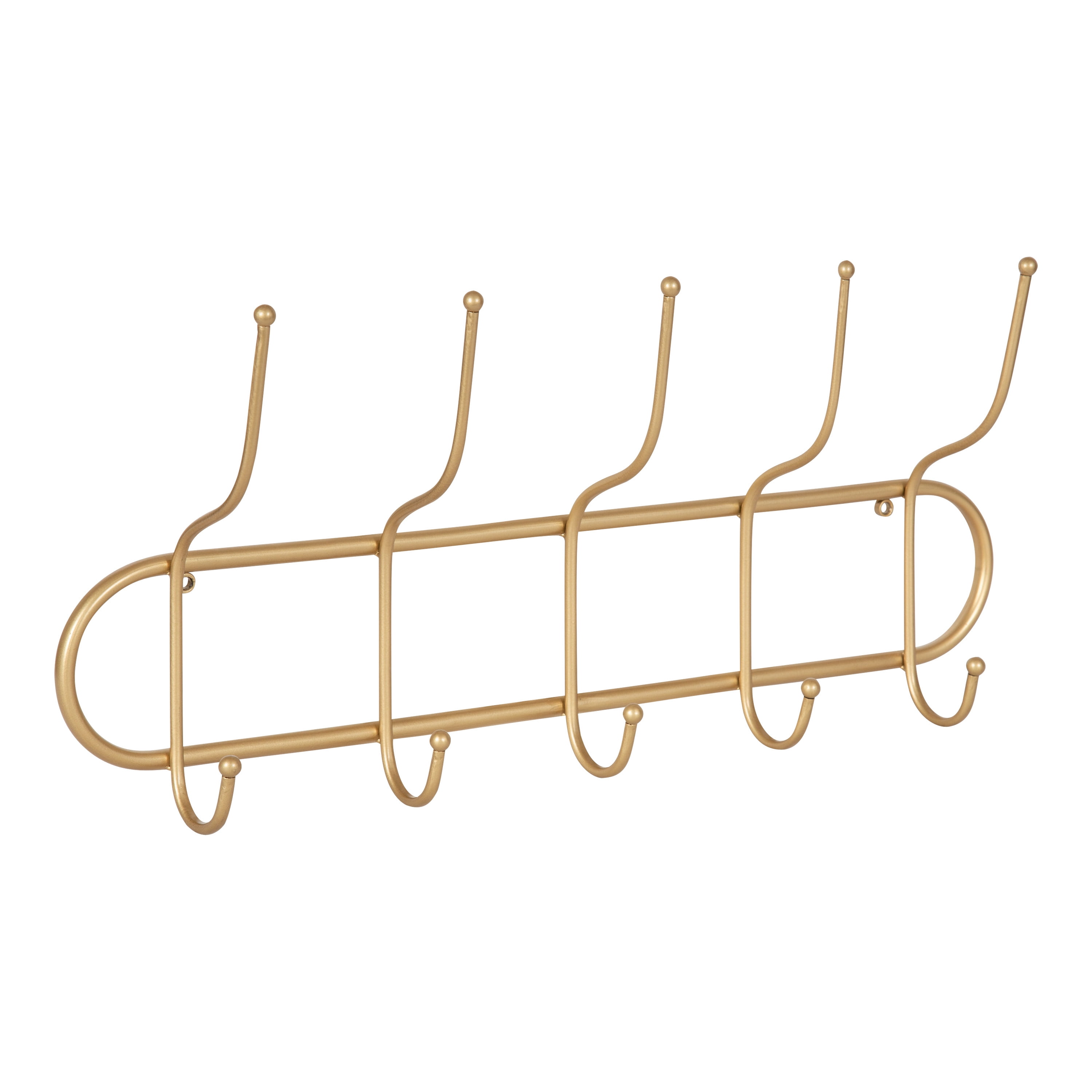 Kate and Laurel Vaida Boho Wall Mounted Coat Rack, 25 x 4 x 12, Gold, Five  Decorative Glam Double Sided Coat Hooks and Hat Rack with Trendy Capsule