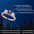 thumbnail image 2 of Gem Stone King 18K Rose Gold Plated Silver Purple Amethyst and Simulated White Opal Engagement Ring for Women | 2.00 Cttw | Round 6MM | Gemstone February Birthstone | Size 5, 2 of 6