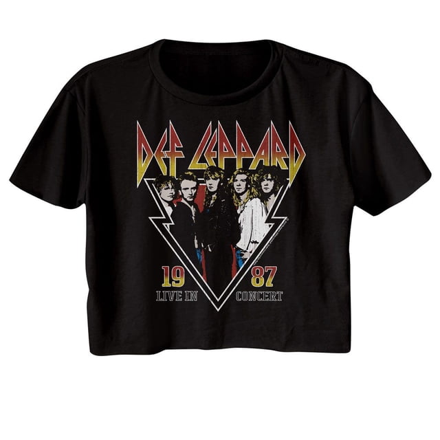 Def Leppard Def Leppard 1987 Live In Concert T-Shirt Court Cali pour Femmes Noir Festival TG