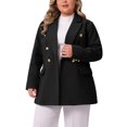 thumbnail image 4 of Agnes Orinda Women's Plus Size Coat Notch Double-Breasted Lapel Jacket Outwear Word Casual Coats with Pockets 1X Black, 4 of 6