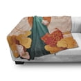 thumbnail image 2 of Japanese Soft Flannel Fleece Throw Blanket, Folkloric Graphic with Themed Doodle Clouds Mountain Pig Cherry Blossom, Cozy Plush for Indoor and Outdoor Use, 70" x 90", Multicolor, by Ambesonne, 2 of 5