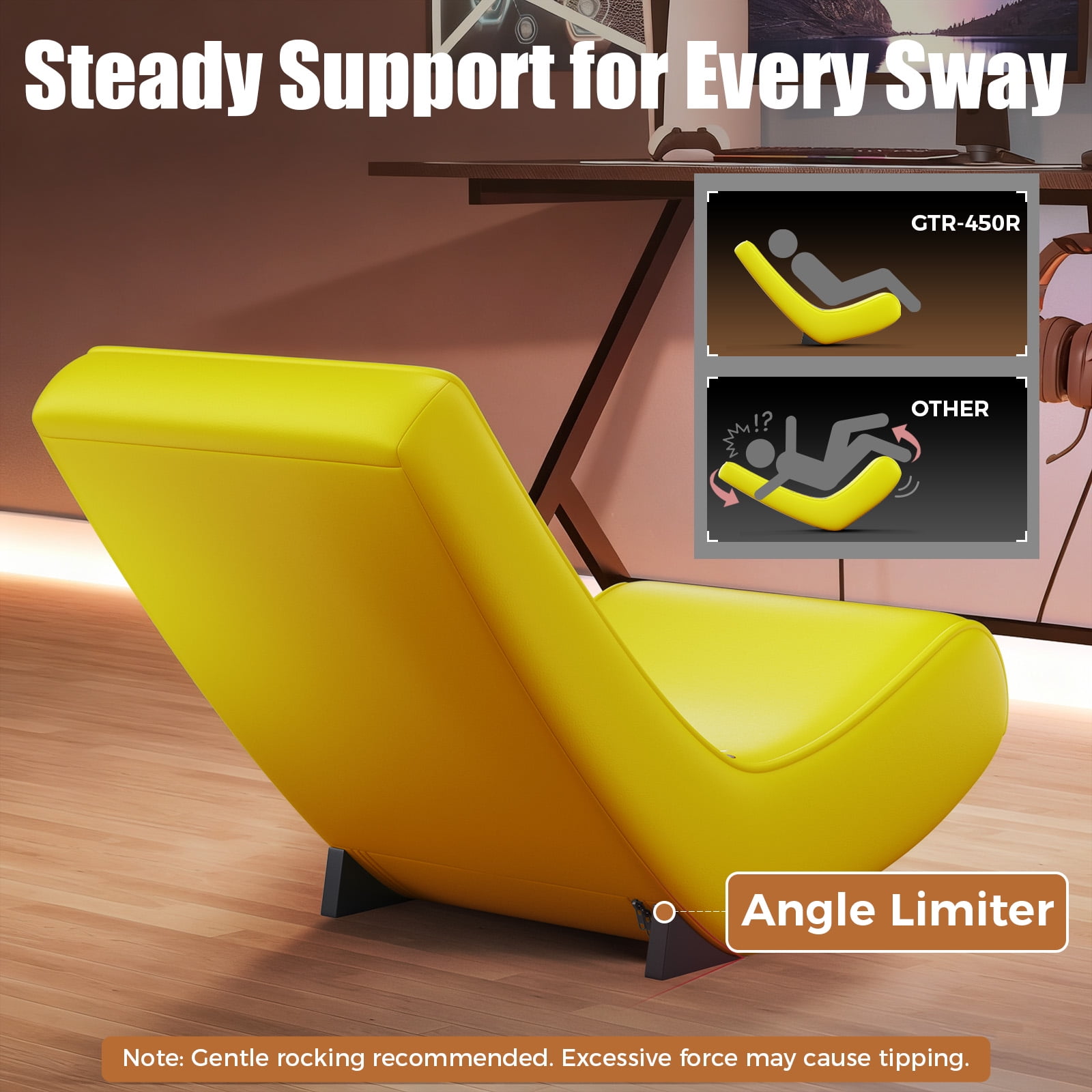 GTPLAYER Floor Rocker Gaming Chair，Yellow