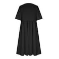thumbnail image 4 of Summer Saving Wycnly Summer Dresses for Women Vintage Cotton Linen Plus Size Pleated Swing Tunic Long Dress with Pocket 2024 Elbow-Length Round Neck Dandelion Print Maxi Formal Dress Black m, 4 of 6
