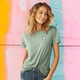 thumbnail image 3 of Dalix Heartly Ghost Embroidered Cotton Relaxed Fit Short Sleeve Crewneck Tee Shirt Women in Sage M Medium, 3 of 5