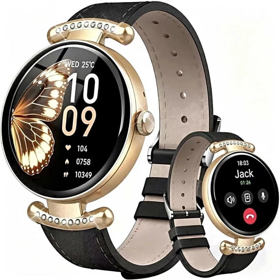 Smart Watches for Women, 1.2'' AMOLED HD Round Screen Fitness Trackers with Bluetooth Call (Answer/Make/Text), 100 Sports Mode, IP68 Waterproof Women Smart Watch for Android IOS