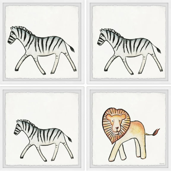 Marmont Hill Lion and the Zebras Quadriptych, 64" x 64"