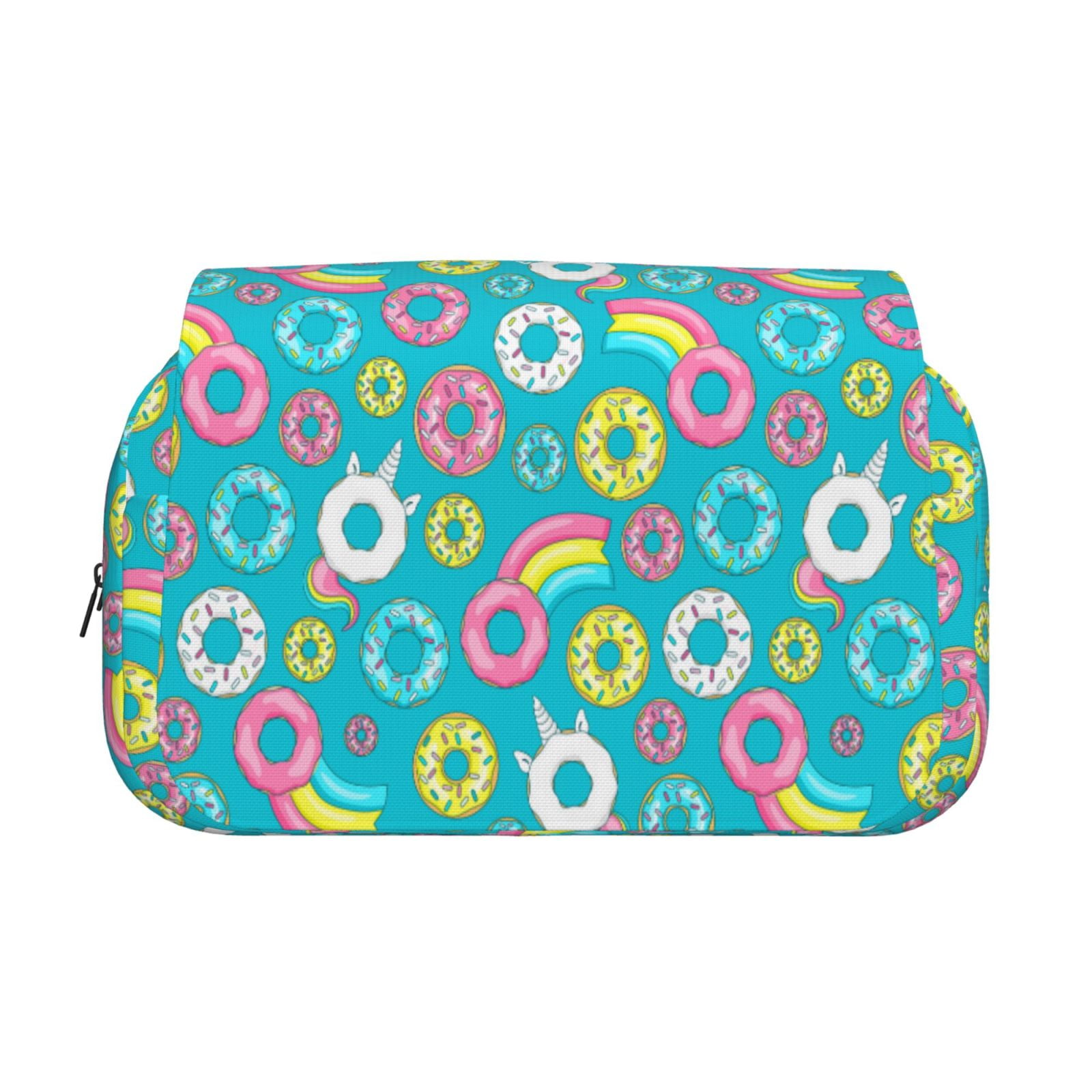 Rateoe Donut Pattern Double Clamshell Pen Case, Storage Organizer with Two Zipper Compartments– Holds Up to 50 Pencils & Pens