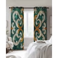 thumbnail image 4 of Green Burnt Orange Flowers Kitchen Curtains Boho Ethnic Abstract Retro Cafe Short Curtains for Bathroom Blackout Window Curtain Grommet Small Window Treatment Drapes for Bedroom Living Room 52"x45"x2, 4 of 9