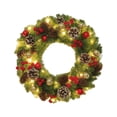 thumbnail image 2 of Corona navideña con luces, simulación de corona navideña de bayas rojas, corona de invierno, corona para puerta de entrada, celebración en la ventana, 2 of 10