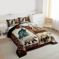 thumbnail image 3 of Manfei Howling Wolf Bear Full Size Comforter Sets 3-Piece, Bohemian Aztec Bedding Comforter Set, Rustic Checkered Bedding Sets, Super Cozy Room Decor, 3 of 8