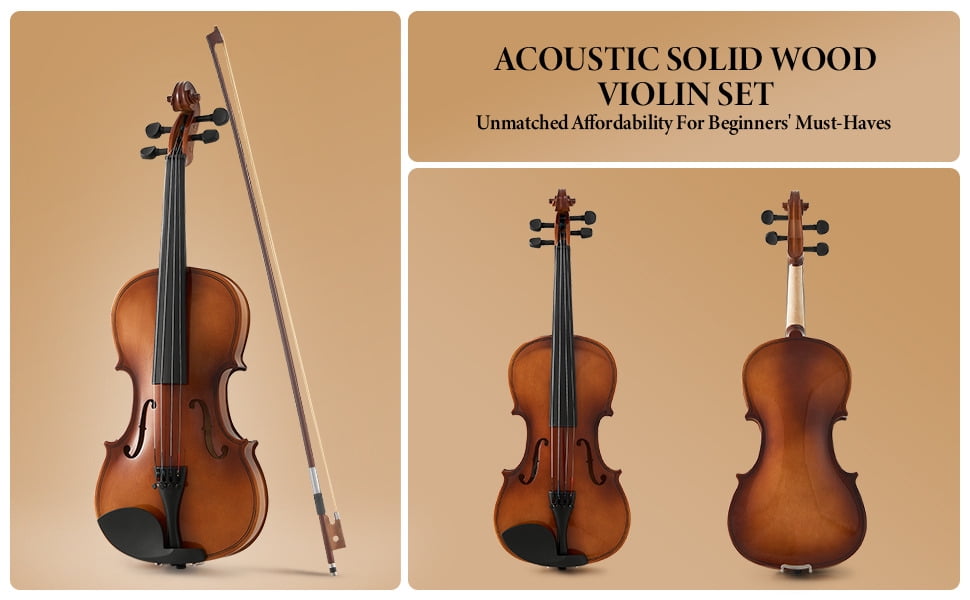 Phoenix 4/4 Full Size Violin Kit for Beginners Adults and Students with Rosewood Bow Extra Strings Bridge Tuner Case Shoulder Rest