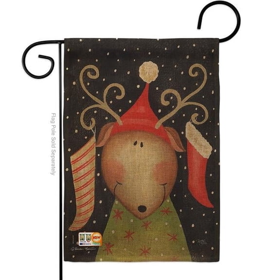 13 x 18.5 in. Reindeer Burlap Winter Christmas Impressions Decorative Vertical Double Sided Garden Flag