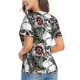 thumbnail image 2 of Goofa Skulls Roses Pattern Women's Slim-Fit Short-Sleeve V-Neck T-Shirt,Classic-Fit Short-Sleeve V-Neck T-Shirt-Medium, 2 of 5