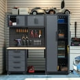 thumbnail image 2 of HPDMC Garage Storage Cabinet System 7-Pcs Workshop Set Metal Garage Cabinets System with Steel Cabinet Drawers, Workbench, Pegboard for Garage Tool Organization, 2 of 17