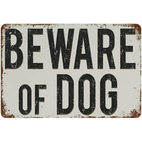 5.5x8 Inch Beware Of Dog Metal Sign Wall Gate Or Fence Mounting Retro Plaques For Nursery Farmhouse Bedroom Cafe Home Coffee Bar Pub Kitchen Bathroom Garden Yard Funny Wall Art Decor