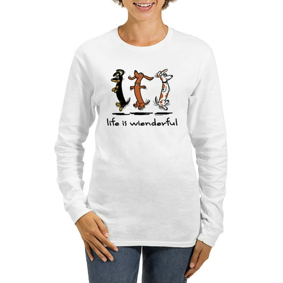 CafePress - Life Is Wienderful Long Sleeve T Shirt - Women's Long Sleeve Graphic Casual T-Shirt