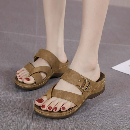 

Womens Summer Trends!AXXD Orthopedic Sandals for Women Orthopedic Sandals Wedge Flip-flops Outer Beach Sandals Shoes With Ergonomic Soles For Mom New Arrival Size 4.5
