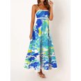 thumbnail image 2 of Gupgi Robe Débardeur Florale pour Femmes Bretelles Spaghetti Robes Évasées Sans Manches Taille Haute Robe Longue Fluide Robe de Plage, 2 of 5