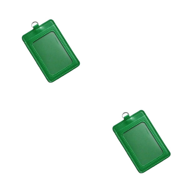 Seitruly 10 piezas de cubierta de tarjeta de identificación PU carcasa protectora de negocios multifuncional tarjetas de autobús manga mujeres hombres Vertical/Verde 2piezas