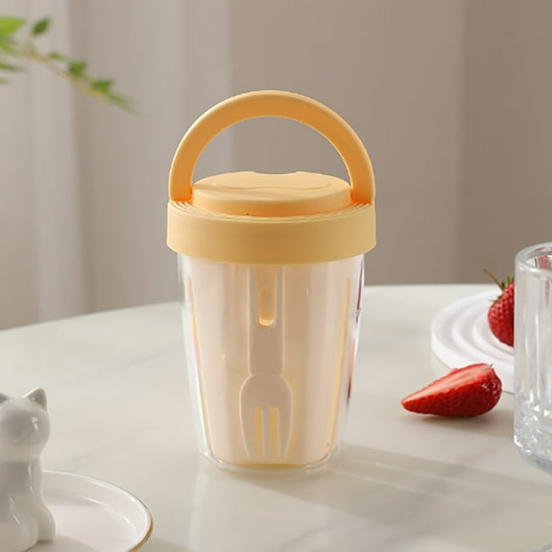 Vaso de ensalada de frutas frescas Lisbinx | Mezcla precortada con piña, melón y frutos rojos | Recipiente reutilizable | Vaso portátil para la oficina, el gimnasio o actividades al aire libre