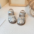 thumbnail image 6 of SGFCWSX Girls Summer Sandals Closed Toe Bow Lace Hollow Out Ankle Strap Soft Sole Casual Beach Outdoor Shoes for Daily Use Silver Size 9.5 Toddler, 6 of 6