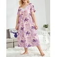 thumbnail image 3 of Loritta Plus Size Nightgowns for Women House Dress Short Sleeve Loungewear Floral Print V-Neck Moomoo Nightgowns Sleepwear XL-5XL, 3 of 6