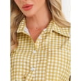 thumbnail image 5 of DARING DIVA 2 Pieces Plaid Pajama Short Sleeve Set Button Down Shirt XS Yellow, 5 of 6