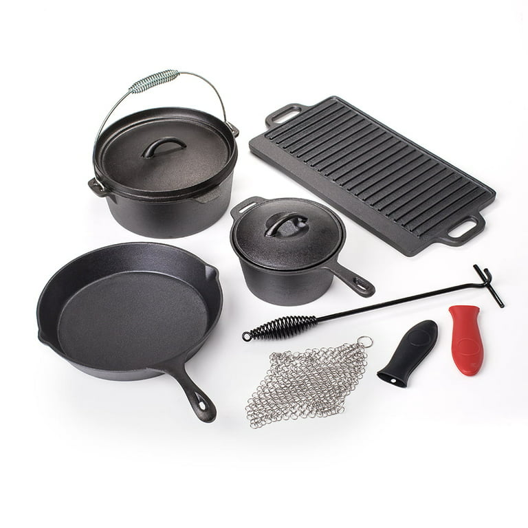 Lot45 lot45 dutch oven camping cooking set 7pc cookware - cast