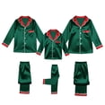 thumbnail image 4 of YWMJI Family Satin Silk Pajamas Sets Soft Button Down Long Sleeve Notch Collar Satin PJS Set Nightwear Loungewear Pajamas Side Pockets Casual Christmas Xmas Matching Pajamas Sets Olive Green 3M, 4 of 8