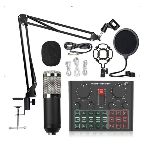 Loomza D6 Sound Card Wireless Condenser Microphone Multi-Microphone Kits Tabletop