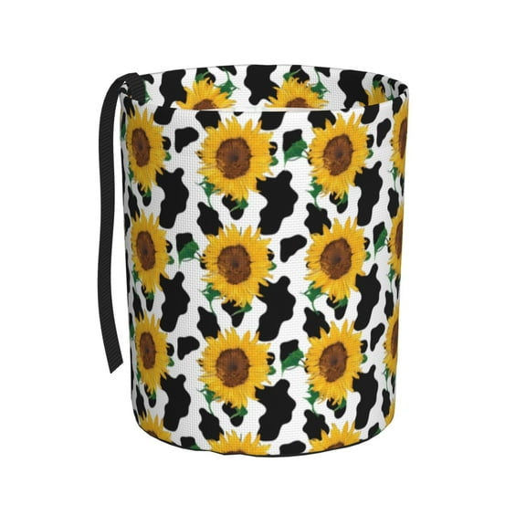 Easygdp Cute Cow Print Sunflower B Car Trash Can Garbage Car Accessories Trash Can Car Waste Bin for for Driver and Passenger Any Vehicle