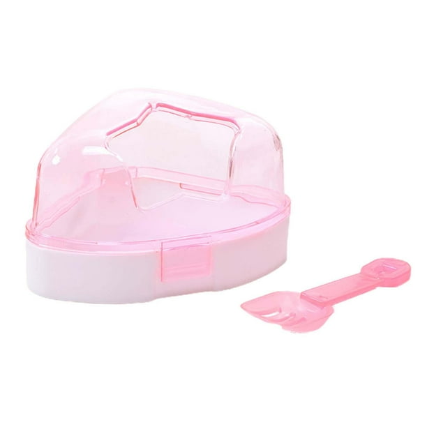 Baño de arena para hámster Perfecl Caja de arena desmontable Transparente Fácil limpieza Rosa